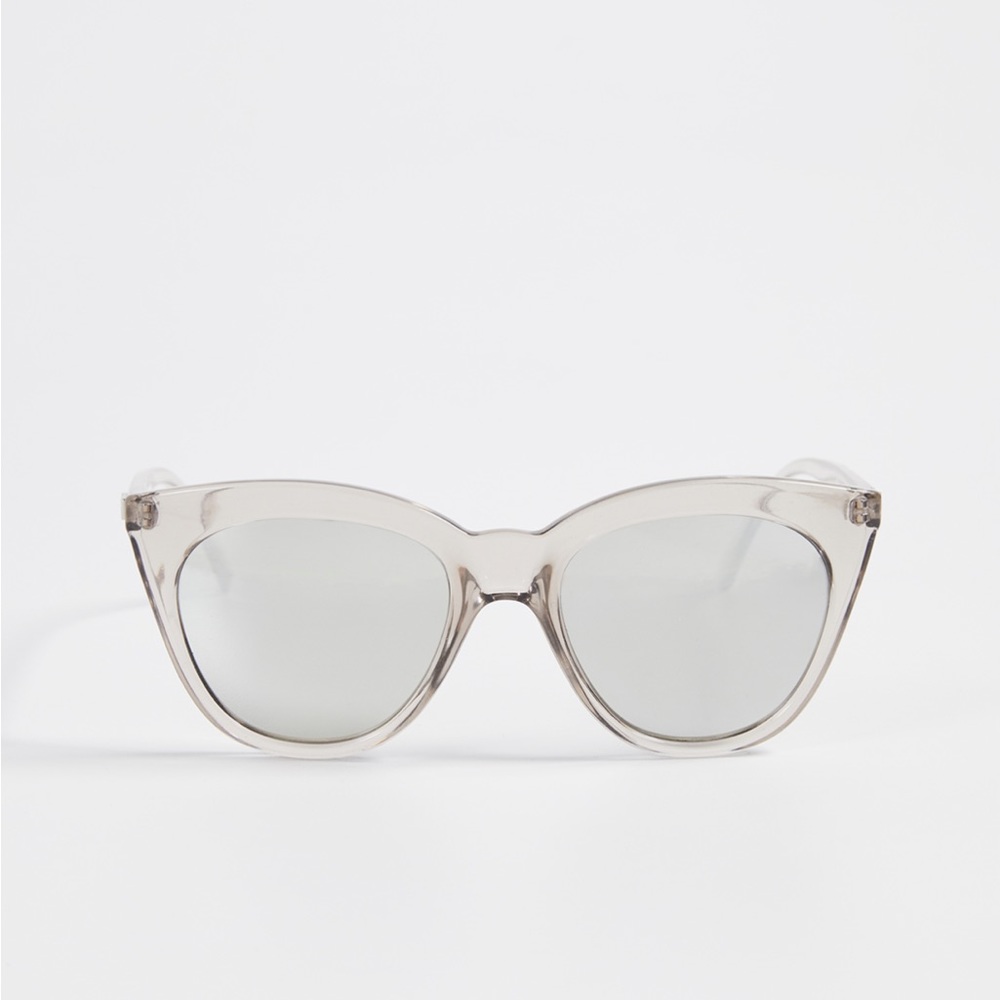 Le Specs Half Moon Magic Sunglasses Stone/Smoke Mono Silver Mirror